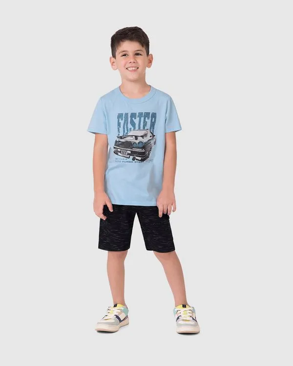 Conjunto Infantil Menino Faster Turbo Start Em Algodão Malwee Kids Azul - 12