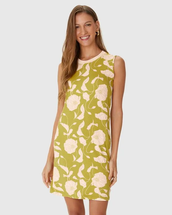 Vestido Feminino Estampado Decote U Retilínea Em Malha Viscolinho Stretch Verde - G