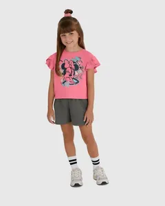 Conjunto Infantil Menina Estampa Glitter Minnie Mouse Disney Malwee Kids Rosa - 8