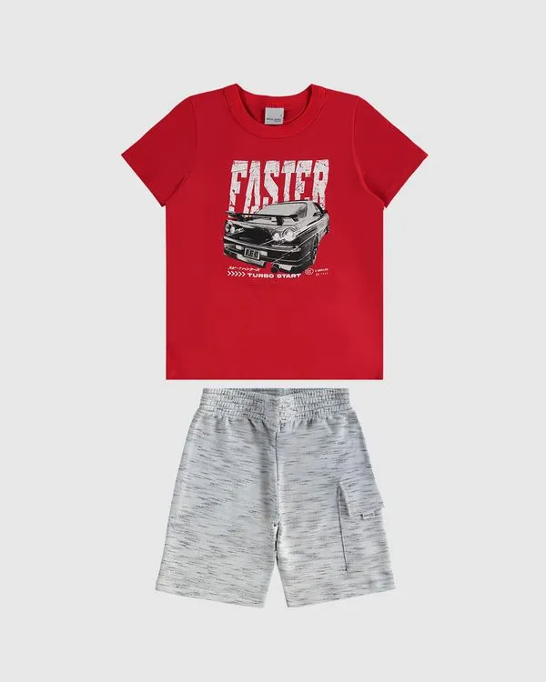 Conjunto Infantil Menino Faster Turbo Start Em Algodão Malwee Kids Vermelho - 6
