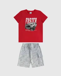 Conjunto Infantil Menino Faster Turbo Start Em Algodão Malwee Kids Vermelho - 6