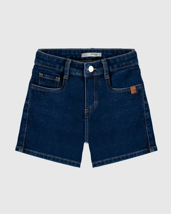 Shorts Infantil Menina Comfort Cintura Média Em Jeans Moletom Malwee Kids Azul - 14