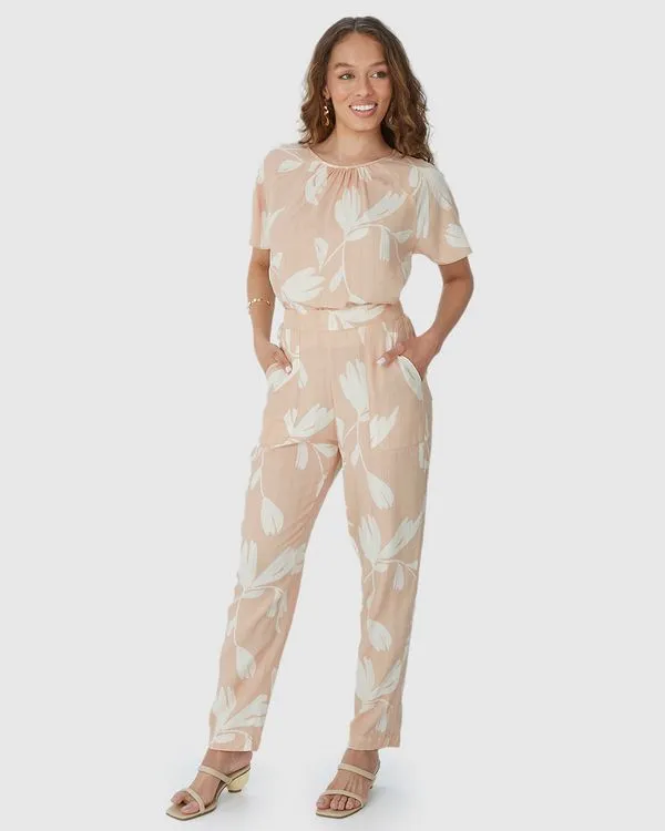 Calça Reta Feminina Bolso Lateral Em Viscose Lurex Marrom - M