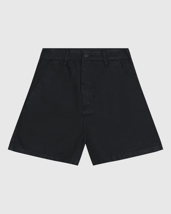 Shorts Feminino Boyfriend Em Jeans Resinado Com Elastano - ENFIM Preto - 38