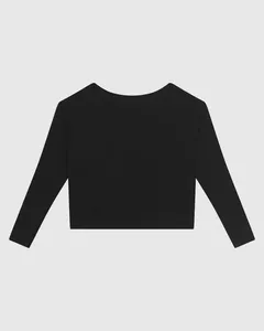 Blusa Feminina Decote Costas Degagê Detalhe Tule Em Viscose Stretch - ENFIM Preto - P