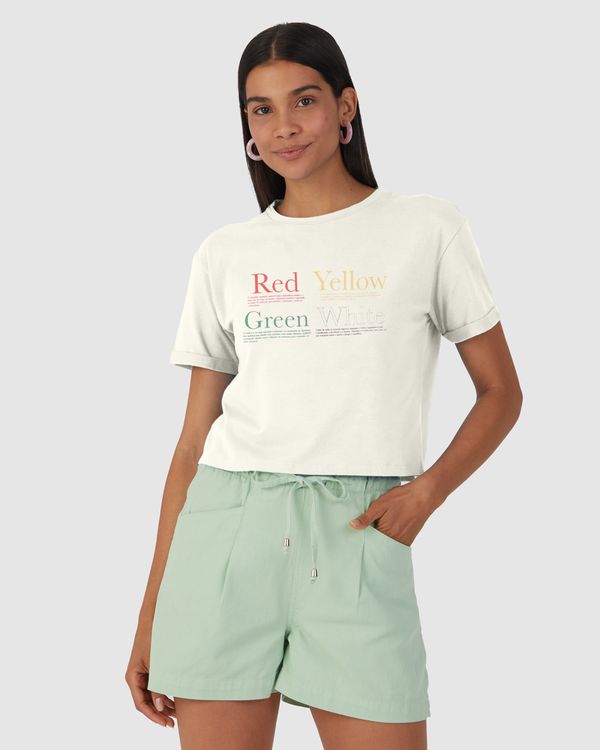 Camiseta Cropped Feminina Yellow Em Malha Algodão Off White - G