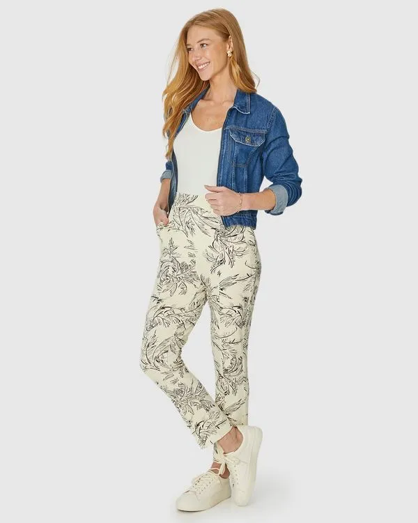 Calça Cigarrete Feminina Bolso Lateral Em Moletinho De Viscose Off White - G