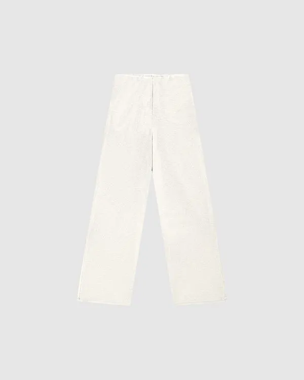 Calça Wide Leg Cropped Feminina Fenda Lateral Em Malha Lurex - ENFIM Off White - P