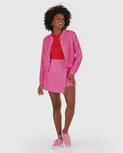 Shorts Saia Feminino Evasê Em Viscolinho Rosa - G