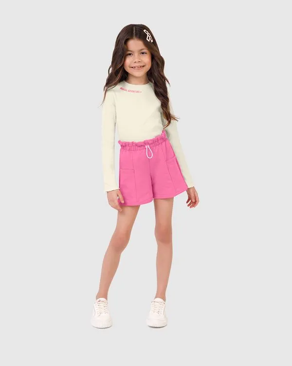 Conjunto Infantil Menina Blusa Magical Adventure E Shorts Malwee Kids Off White - 18