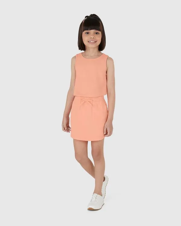 Conjunto Infantil Menina Regata Cropped E Shorts Saia Em Algodão Malwee Kids Laranja - 4