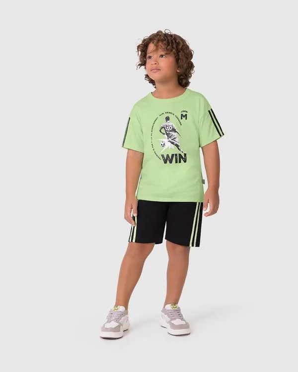 Conjunto Infantil Menino Estampa Com Resina Esportivo Em Algodão Malwee Kids Verde - 6