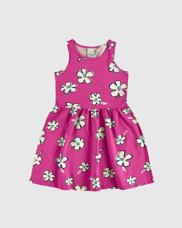 Vestido Infantil Estampado Em Algodão Malwee Kids Rosa - 6
