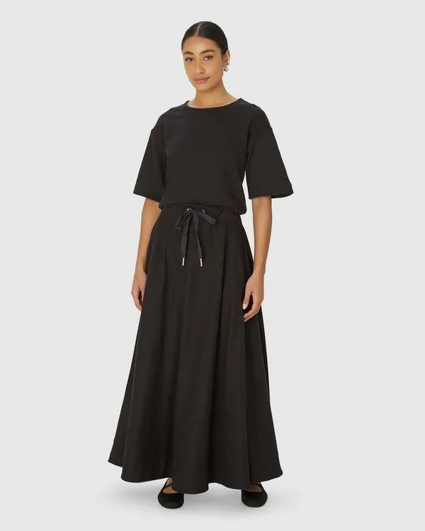 Saia Midi Feminina Evasê Bolso Lateral - Abrace O Futuro Preto - GG