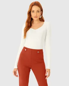 Blusa Feminina Decote Princesa Em Tricô - ENFIM Off White - GG