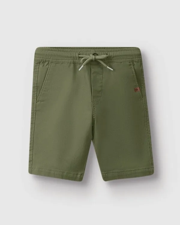 Bermuda Menino Jogger Cadarço Frontal Em Sarja Stretch - Carinhoso Verde - 10