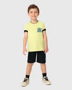 Conjunto Infantil Menino Camiseta Estampa Frente E Costas Malwee Kids Amarelo - 8