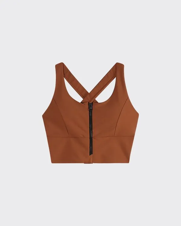 Top Nadador Esportivo Zíper Frontal Em Malha Proteção UV50+ - ENFIM Marrom - M