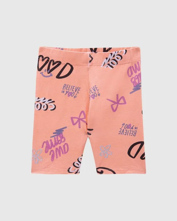 Bermuda Infantil Menina Estampada Em Algodão Malwee Kids Laranja - 3