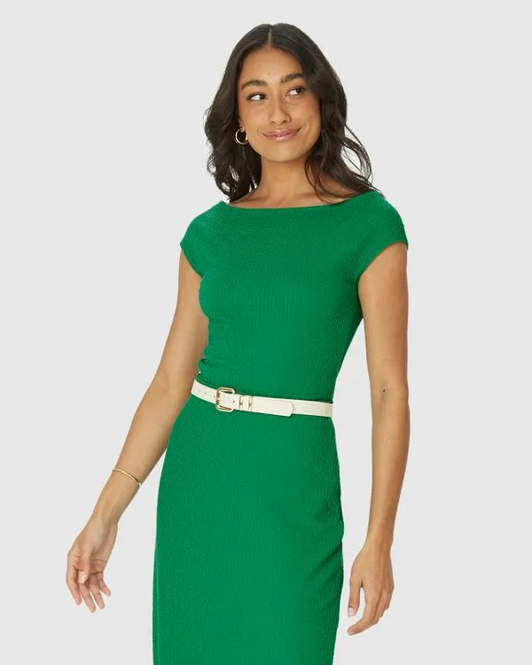 Blusa Justa Feminina Decote Canoa Em Malha Texturizada Verde - M