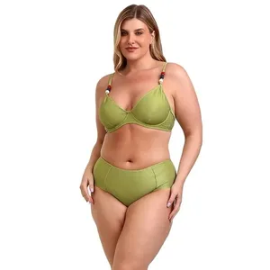 Conjunto de Biquíni Top Aro e Calcinha Lateral Dupla Plus Noite Tropical Folha Folha - EG