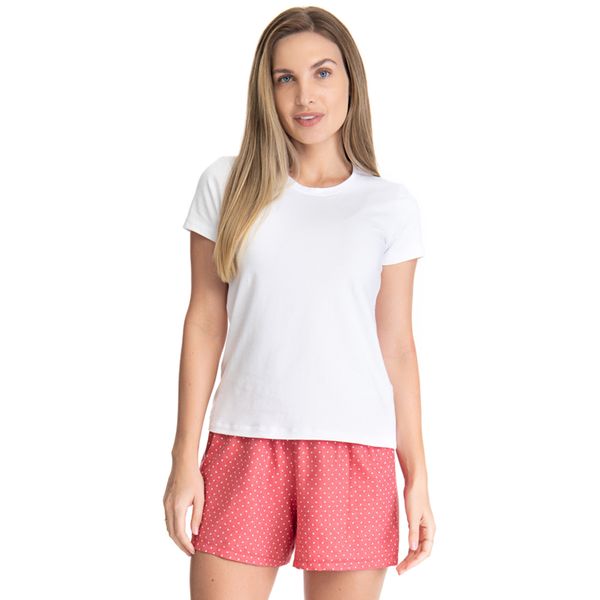 Pijama Curto Short Doll Amsterdã Poá Vermelho Vermelho - G