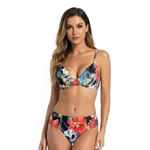 Conjunto de Biquíni Top Com Aro e Calcinha Lateral Dupla Hibisco Hibisco - G