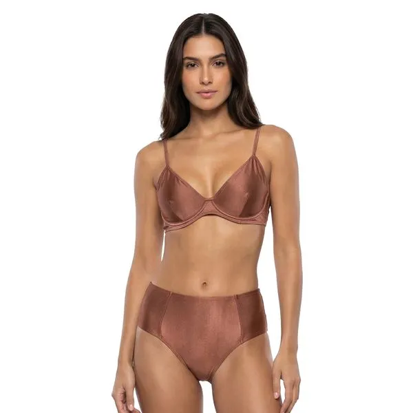 Conjunto de Biquíni Top Aro e Calcinha Lateral Dupla Plus Bronze Bronze - GG