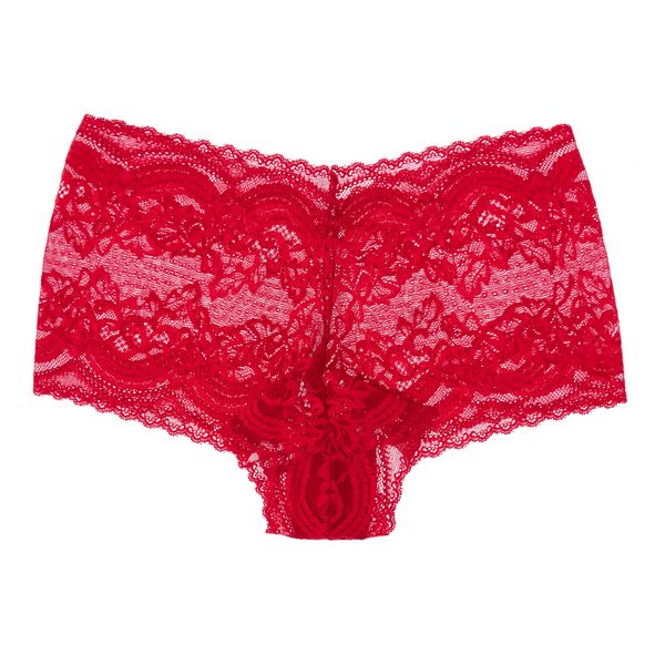 Calcinha Caleçon Rendado Vermelho Vermelho - M