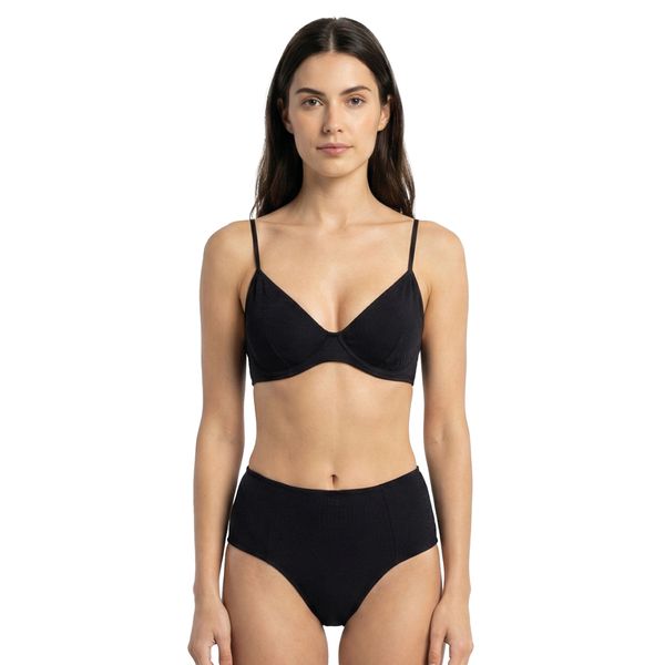 Conjunto de Biquíni Top Aro e Calcinha Lateral Dupla Plus Preto Folha Preto Folha - GG