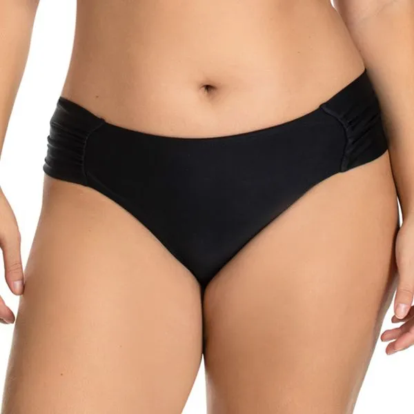 Calcinha Biquíni Lateral Franzida Essence Preto Preto - M