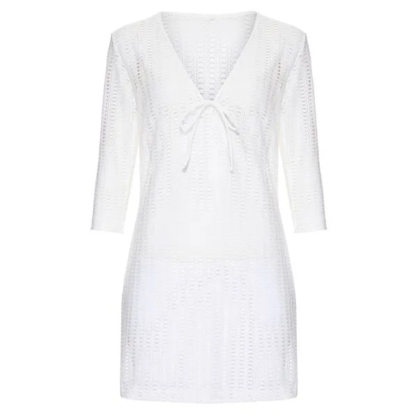 Saída de Praia Vestido Branco Branco - GG