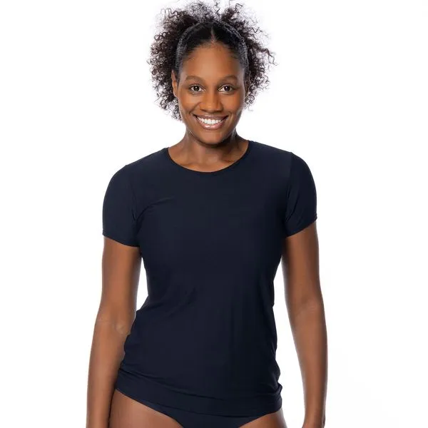 Camiseta Baby Look Crepe Active Preto Preto - GG