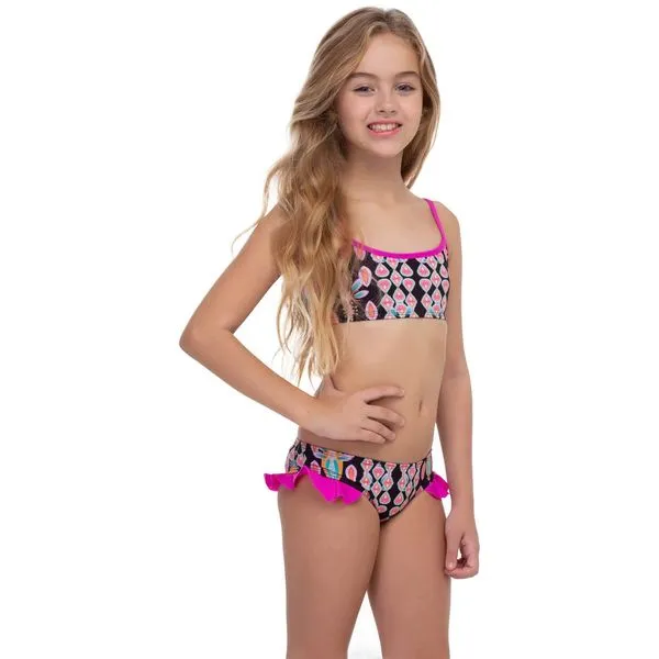 Conjunto de Biquíni Top e Calcinha Com Babado Infantil Boho Boho - 6
