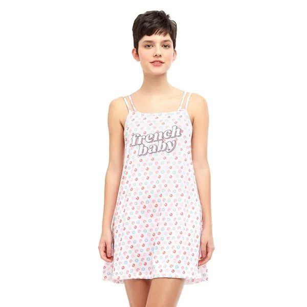 Camisola de Alcinha Estampada “french Baby” Donnuts Branco Donuts Branco Donuts - M