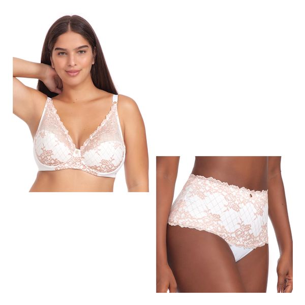 Kit Sutiã Com Aro e Calcinha Alta Cavada Buenos Aires Branco 50 GG