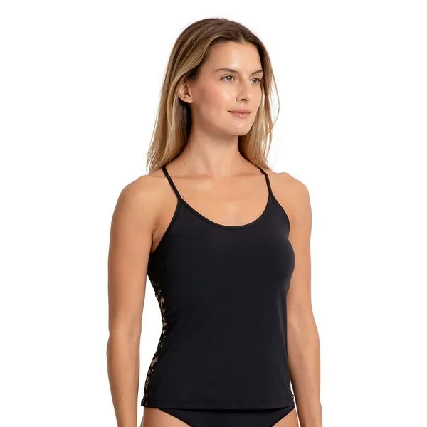 Camiseta Renda Alto Relevo Preto Preto - P