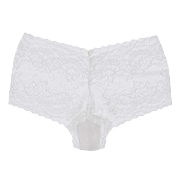 Calcinha Caleçon Rendado Branco Branco - M