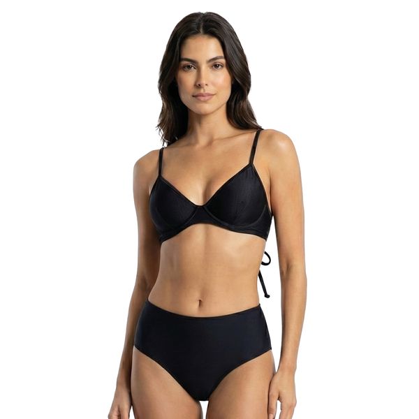 Conjunto de Biquíni Top Aro e Calcinha Lateral Dupla Plus Preto Issey Preto Issey - GG