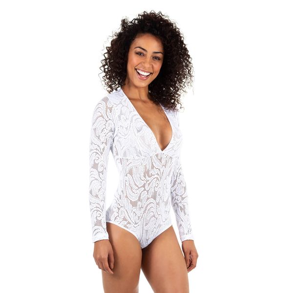 Body Manga Longa Nice Branco Branco - P