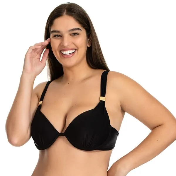Top Biquíni Meia Taça Essence Preto Preto - M