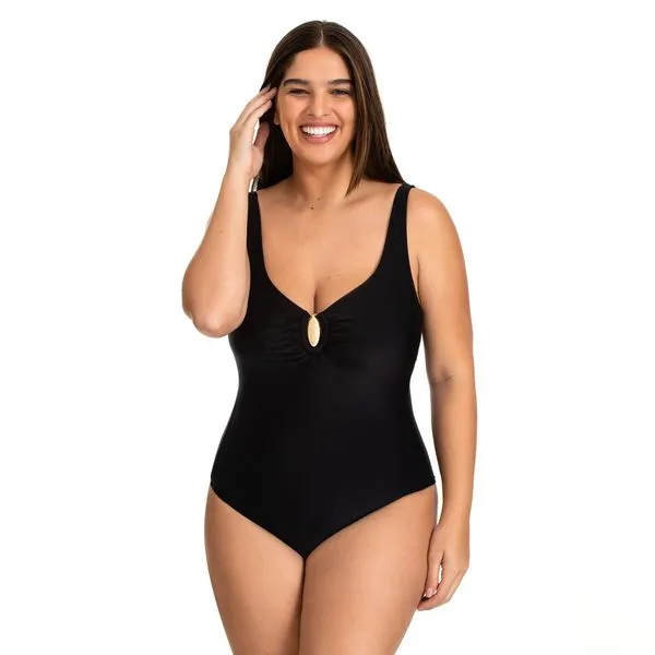 Maiô Tradicional Fivela Control Essence Preto Preto - 50