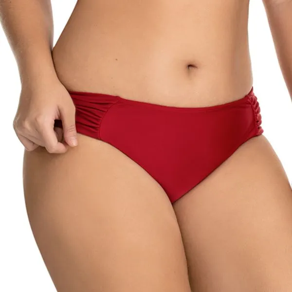 Calcinha Biquíni Lateral Franzida Essence Vermelho Vermelho - M