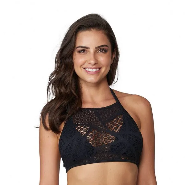 Top Cropped Rendado Preto Preto - P