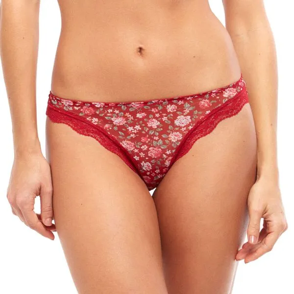 Calcinha Fio Dental em Tule Milão Vermelho Vermelho - M