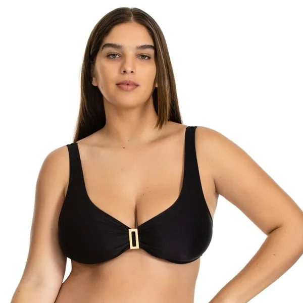 Top Biquíni Fivela Plus Essence Preto Preto - 50