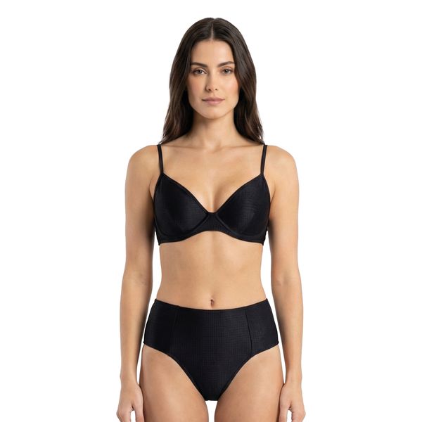 Conjunto de Biquíni Top Aro e Calcinha Lateral Dupla Plus Preto Surface Preto Surface - M