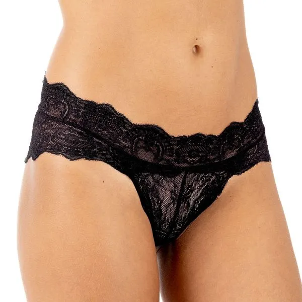 Calcinha Biquíni Renda Preto Preto - G