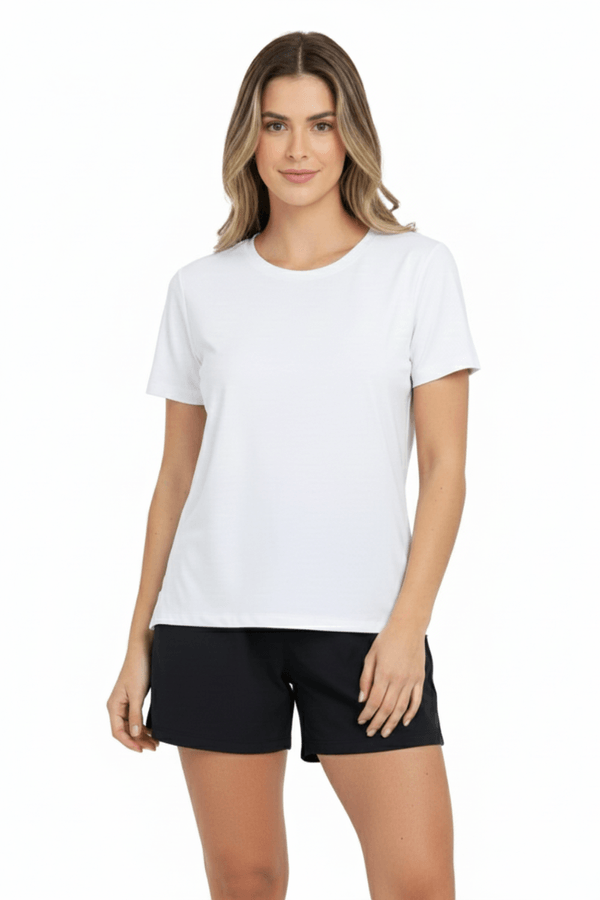 Pijama Curto Feminino 100% Algodão Pima Branco Branco - G