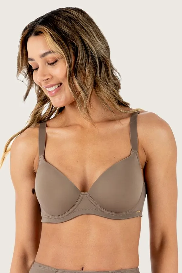 Sutiã Plus Com Bojo Taça c Power Liso Brownie Brownie - 44C